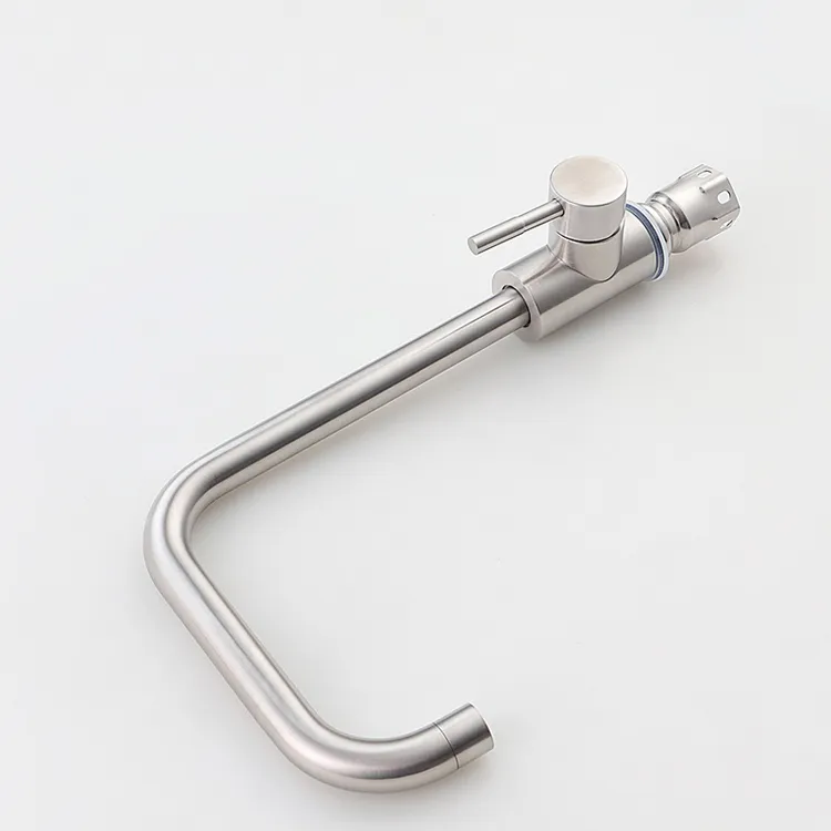 Stainless Steel Body Deck Mounted Tap Cold And Hot Mixer Spring Silver Kitchen Faucet