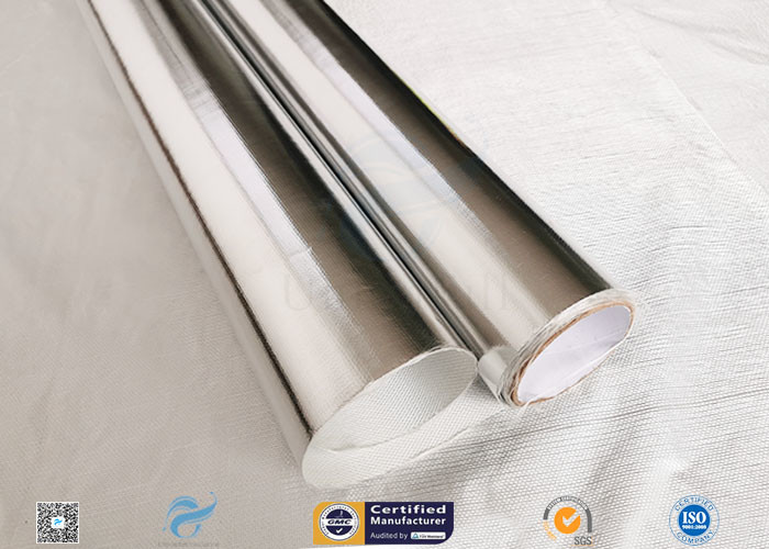 0.45mm Thick 13oz Silver Coated Fabric With Aluminium Foil For Facing