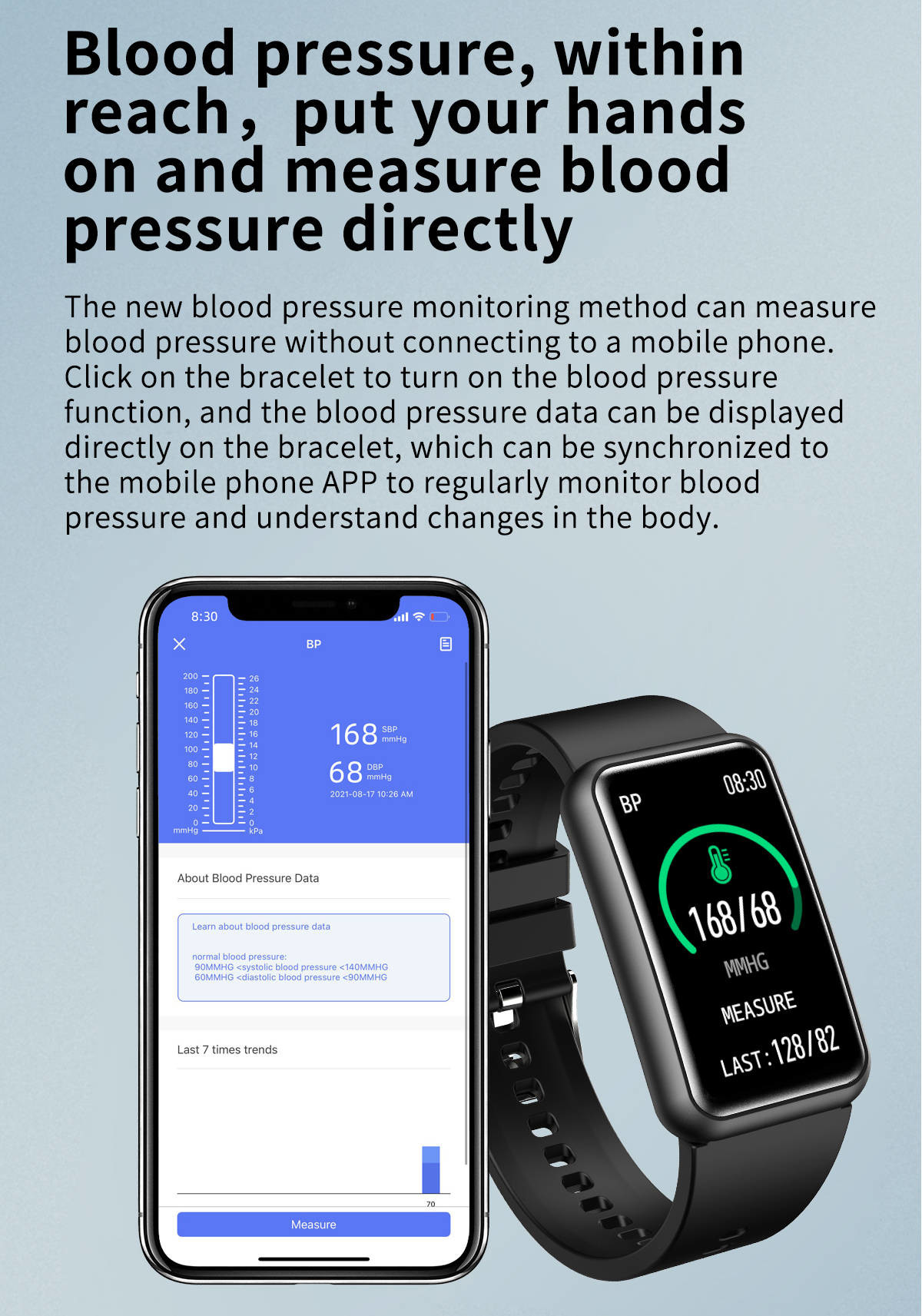 1.45 inch Bluetooth Fitness Bracelet Calories Burned Distance Calculation 145mAh
