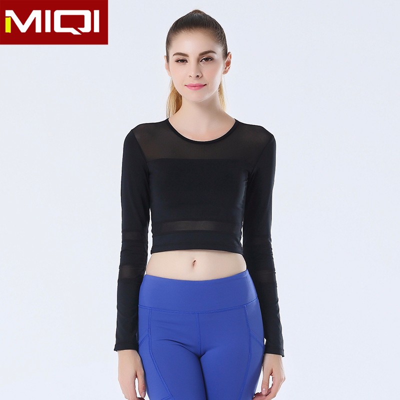 Women Running Workout Gym Sportswear Black 310gsm Yoga Long Sleeves