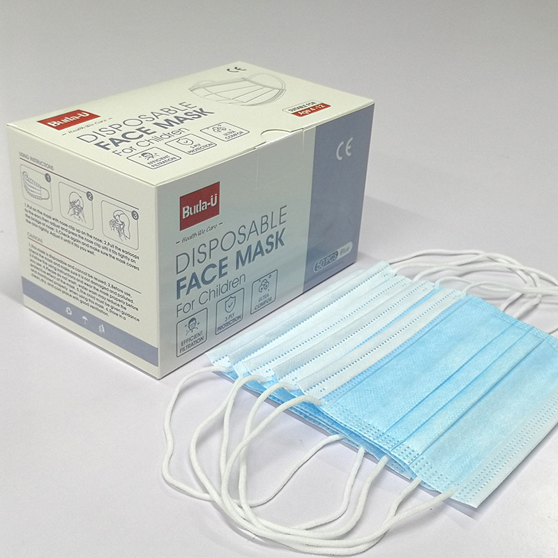 Blue Disposable Earloop Face Mask For Kids , Kids Protective Face Mask , 3Ply Face Mask For Children , CE And FDA