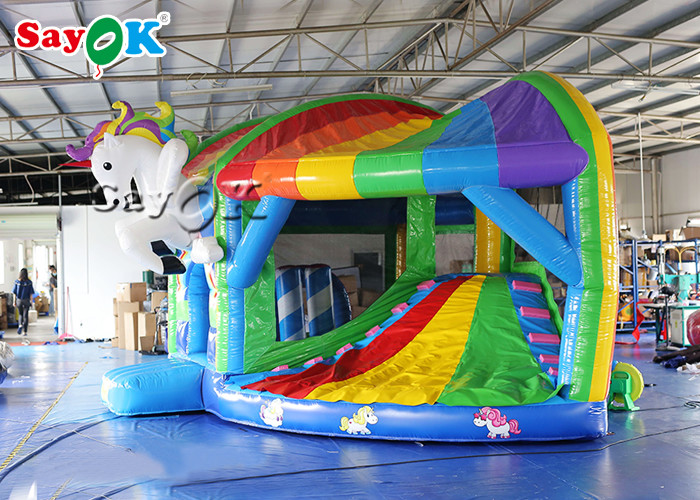 Outdoor Playground Pvc Rainbow Inflatable Unicorn Bouncy Castle