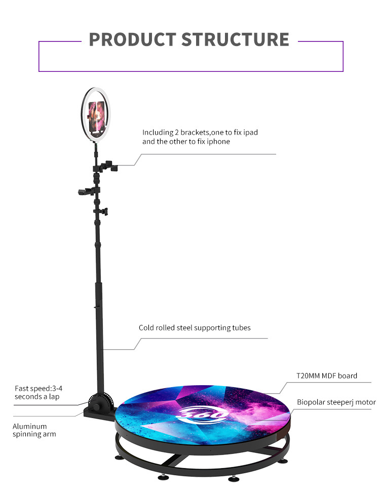 Ring Light LED 360 Photo Booth Slow Motion Rotating For Tiktok Live Stream