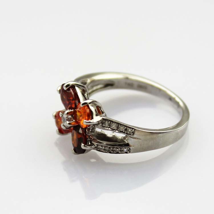 Design Women Jewelry 925 Silver Red Quatrefoil Cubic Zircon Ring(FR029)