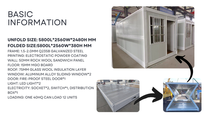 Portable Foldable Container House Galvanized Steel For Disaster Resettlement