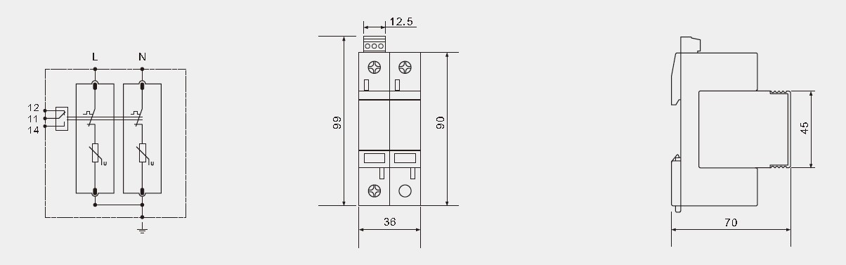 AC Type 2 Surge Protection Device 70kA DIN Rail Mountable Surge Arrester