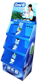 Snack Corrugated Cardboard Display Blue / Green Color Knocked Down Packing