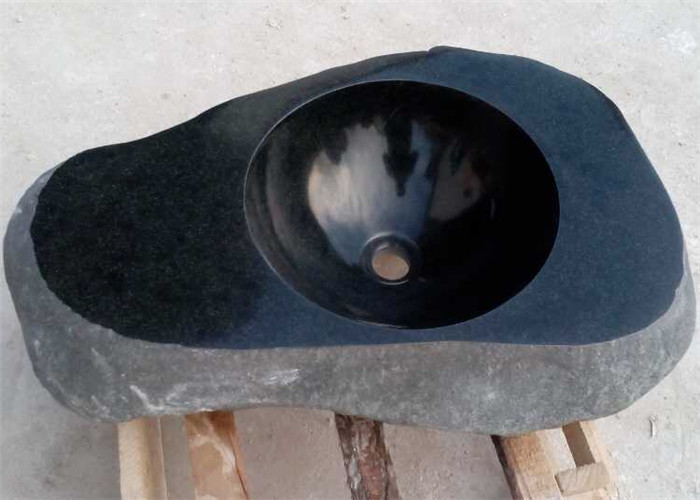 Natural Split Surface Stone Sink Bowl Granite Basin 40CM Diamter With Hole 45 MM