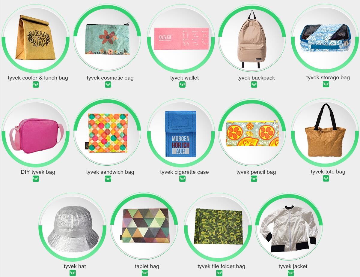 Cheap Lightweight Cheap Brown Custom Made Print Logo Water-proof Tyvek Paper Tote Shopping Bageco reusable promotion gif