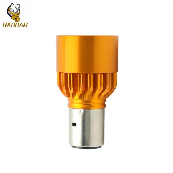 15W Metal Golden Case White Steady Color 3 Lens H4 BA20D Motorcycle Mini Driving