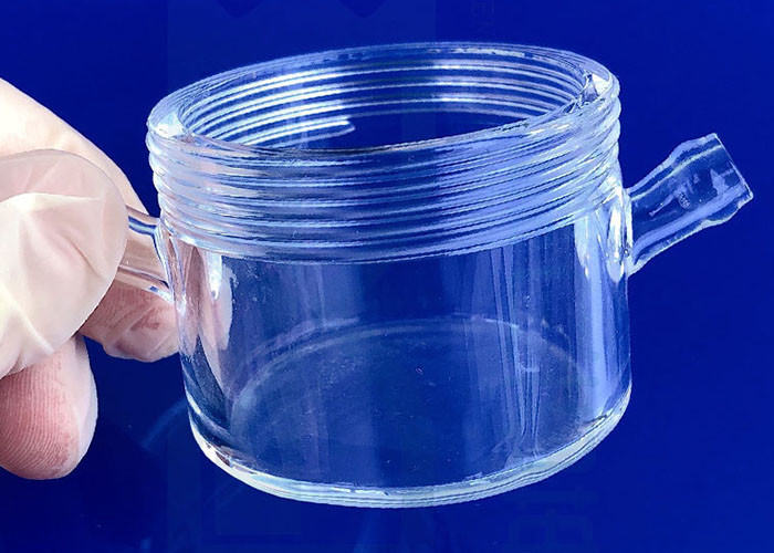 Customize 2.2g/Cm3 Quartz Glass Bottle Clear Flat Bottom With Screw Thread Mouth