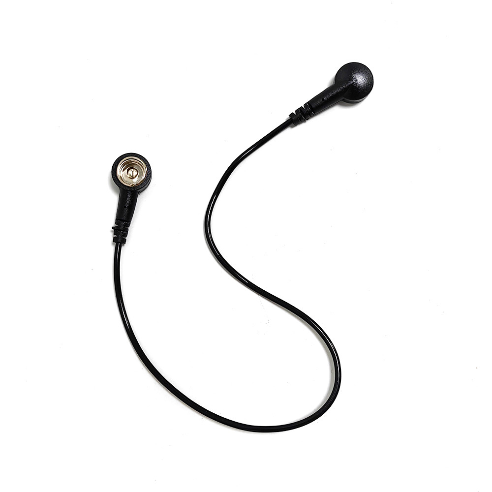 Black 30cm ESD Grounding Cable Wire With Both Ends Button For Cleanroom Antistatic Mat/ESD Wrist Strap