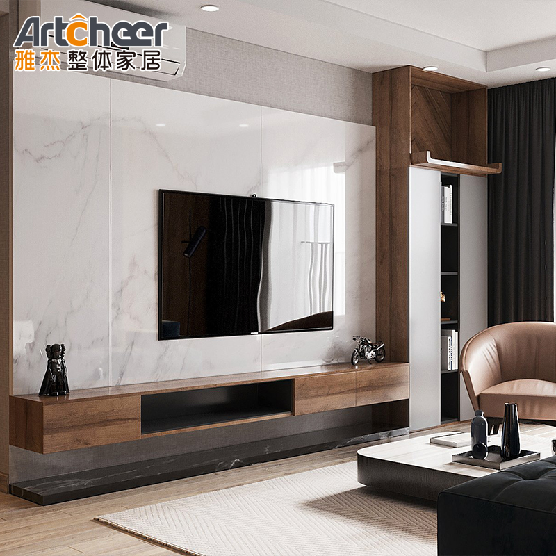 PANEL Wood Style Tea Table TV Cabinet Set with Customized Color and Back Cabinet Design