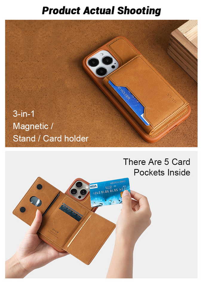Customizable Leather Phone Case Magnetic Shockproof For IPhone And Samsung