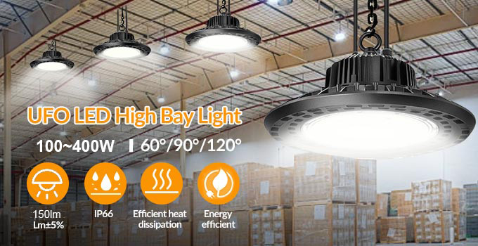 300W High Bay Led Lamp Round 45000lm Led High Bay Lights For Supermarket