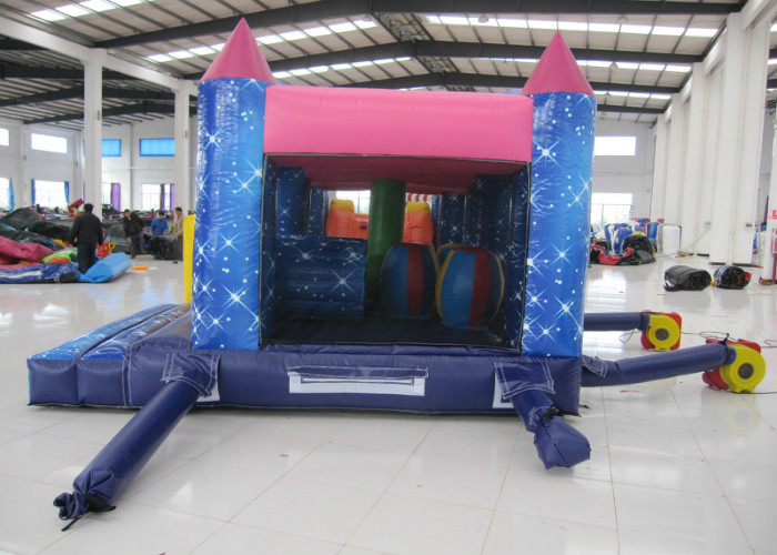 Commercial Cartoon Inflatable Obstacle Courses Digital Printing 10 X 4m Enviroment - Friendly