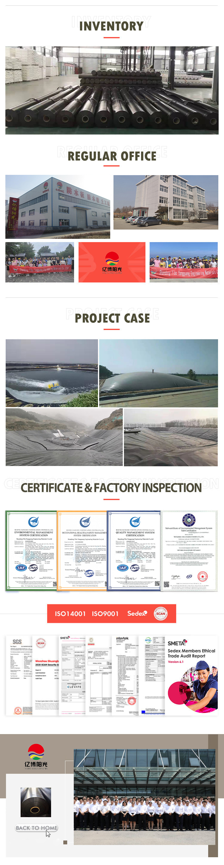 Smooth Surface Aquaculture Geomembrane Tank for Artificial Lake Liner in Office Building