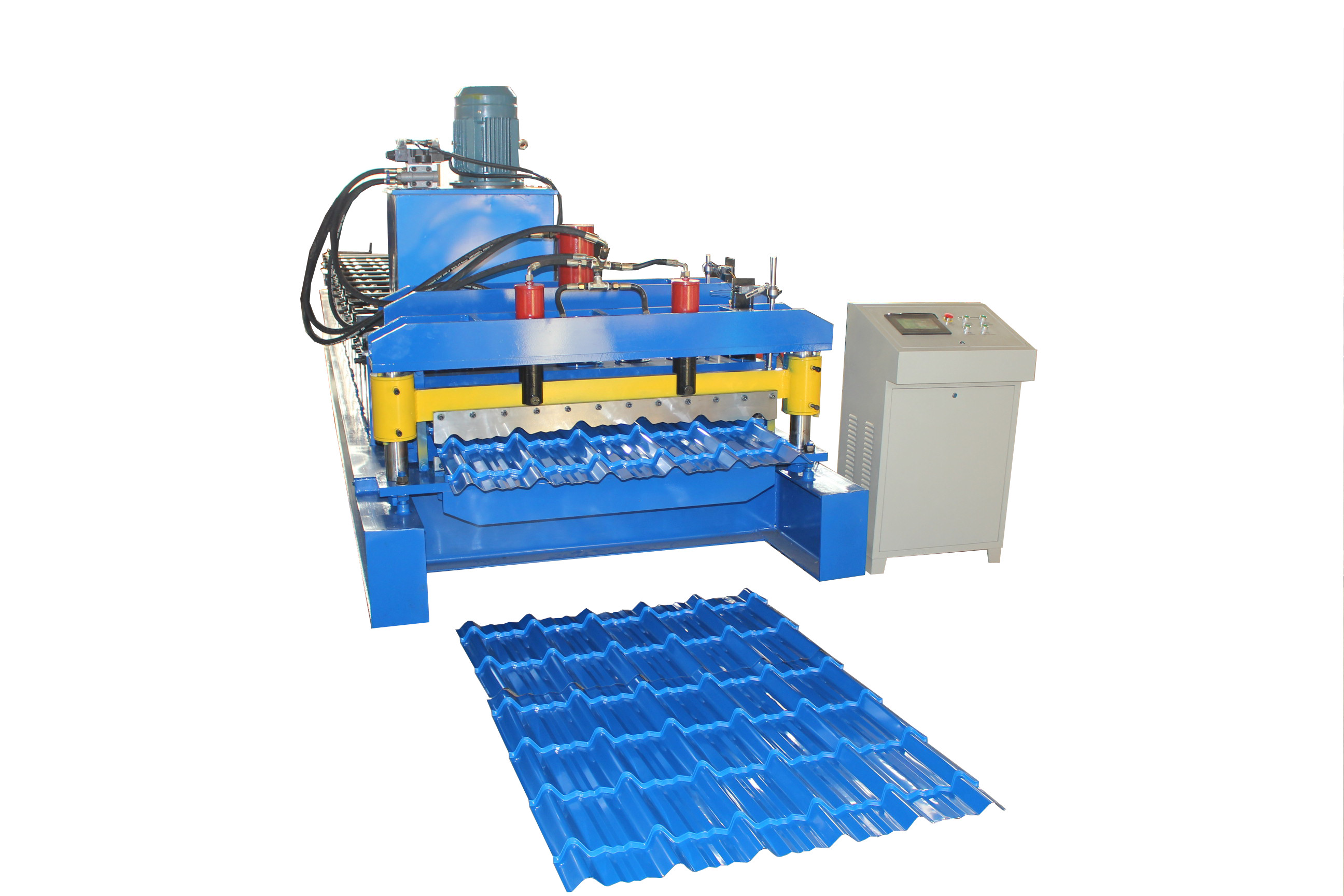 Hydraulic Motor Glazed Tile Roll Forming Machine 3-4m / Min High Efficiency