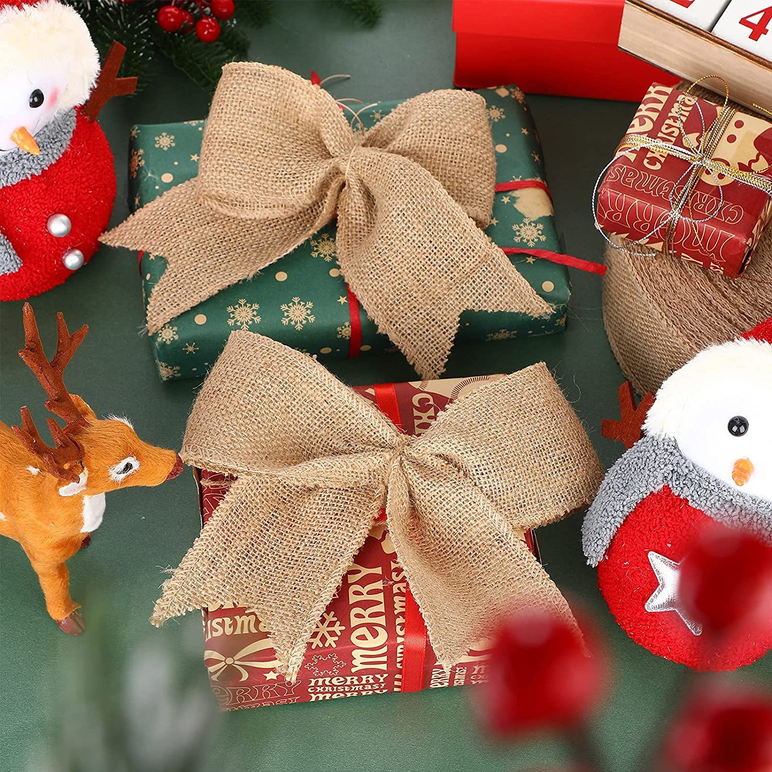 10 Yards Jute Burlap Ribbon Plain Woven Cut Edges Burlap Christmas Ribbon