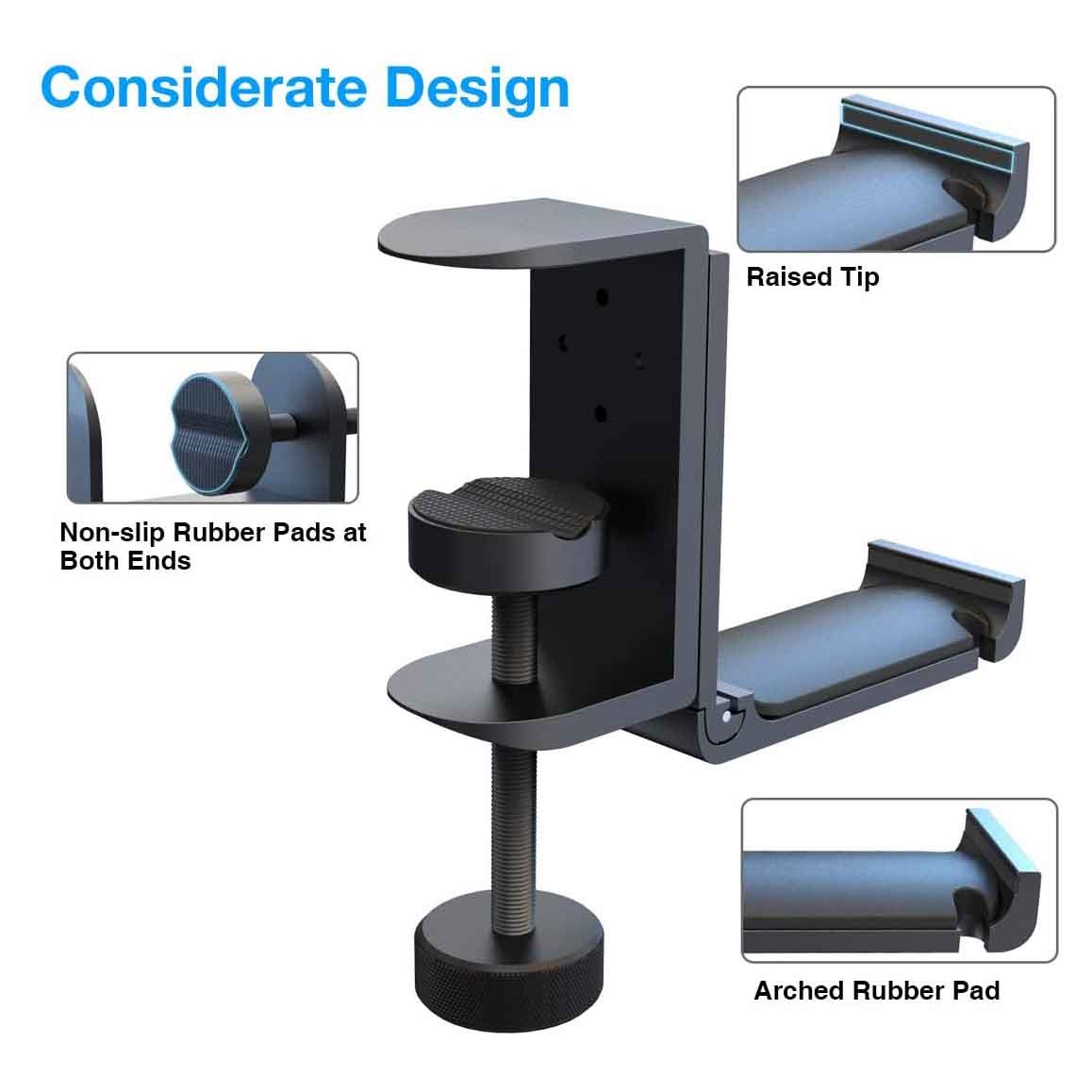 Foldable Adjustable Gaming Headset Hanger Under Desk RoHS Approved