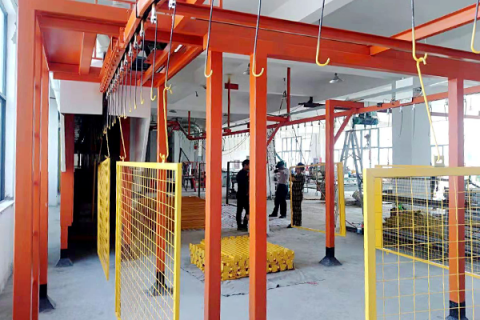 Automatic powder spraying and painting equipment assembly line