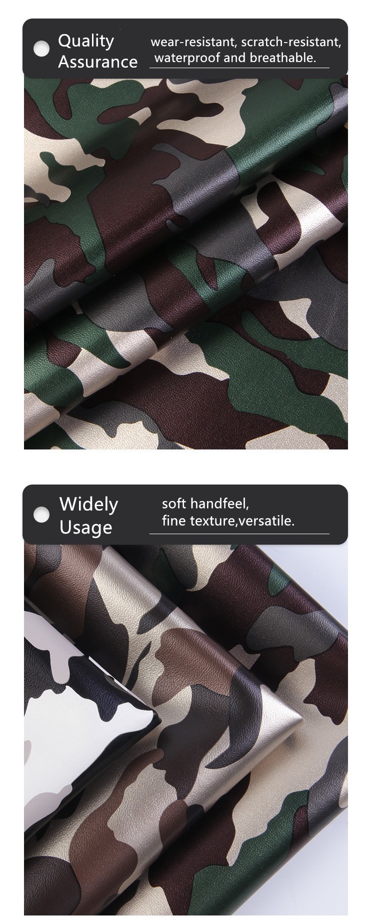 Versatile Camouflage Faux Leather Handbag PU Imitation Leather Cotton Velvet
