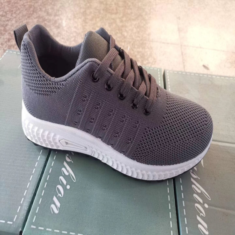 Ladies Flyknit Sport Shoes Tricolor Breathable Sneakers Antiskid Large size navy color
