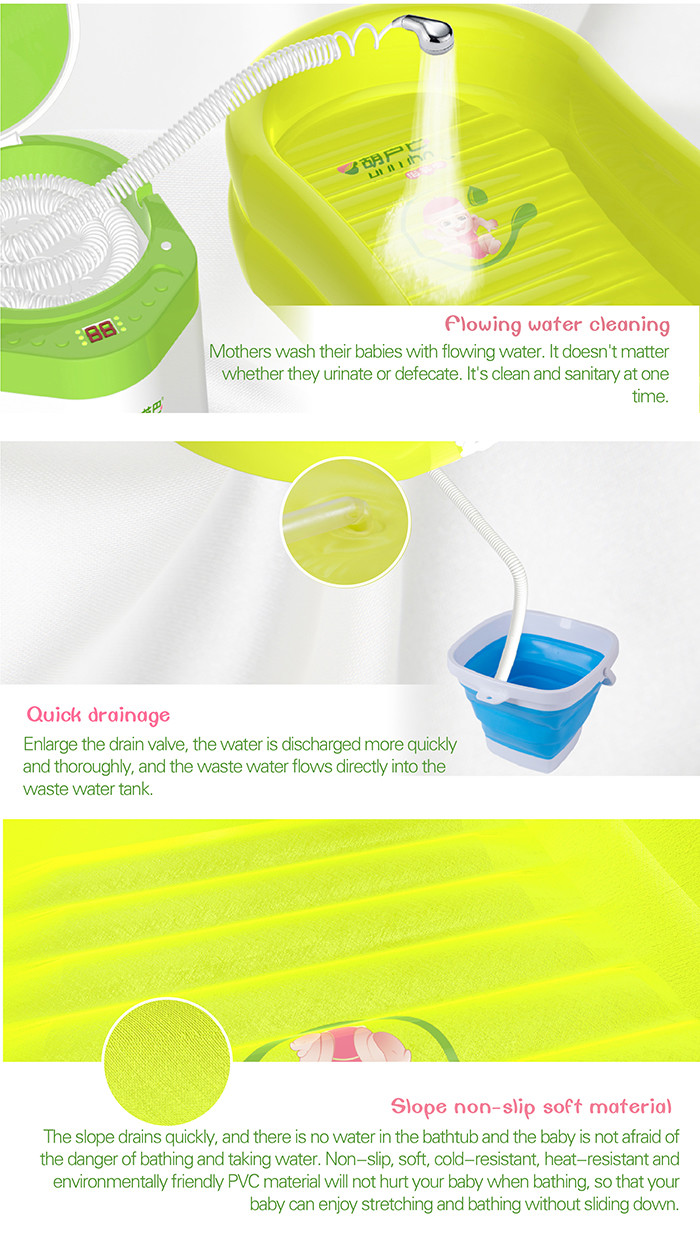 Yellow 5L Inflatable Baby Tubs With Intelligent Music Shower Machine System