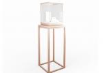 Glass Museum Exhibit Cases / Pedestal Display Case Antique Copper Stainless