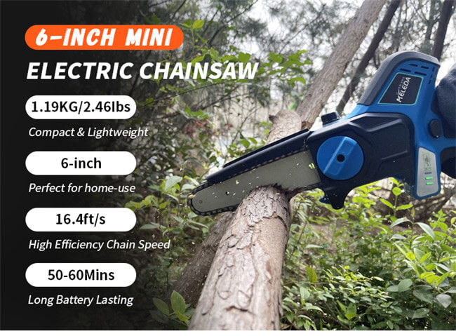 Brushless Electric 6 Inch Chainsaw Li Ion Battery Woodworking