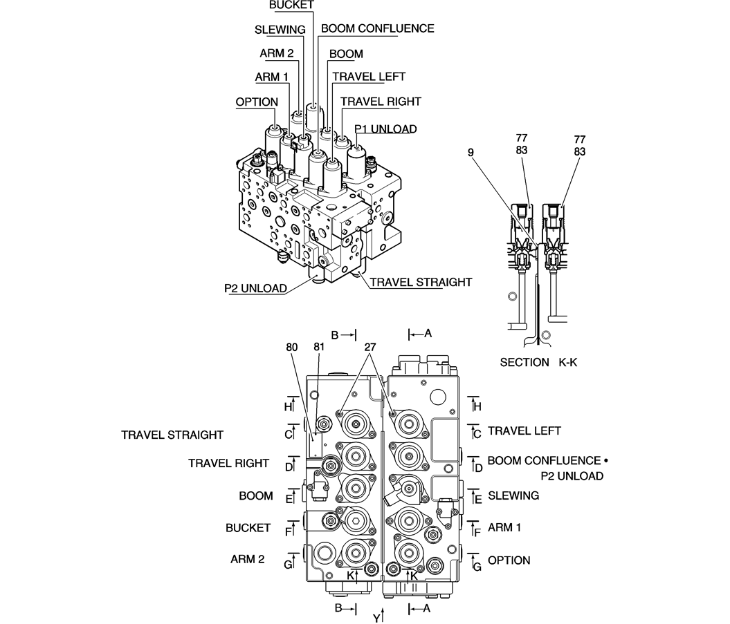 HC001-01-1 VALVE ASSY, CONTROL-Kobelco SK200-8 SK210LC-8 SK210D-8 Excavator Parts Number Electronic alog EPC Manuals