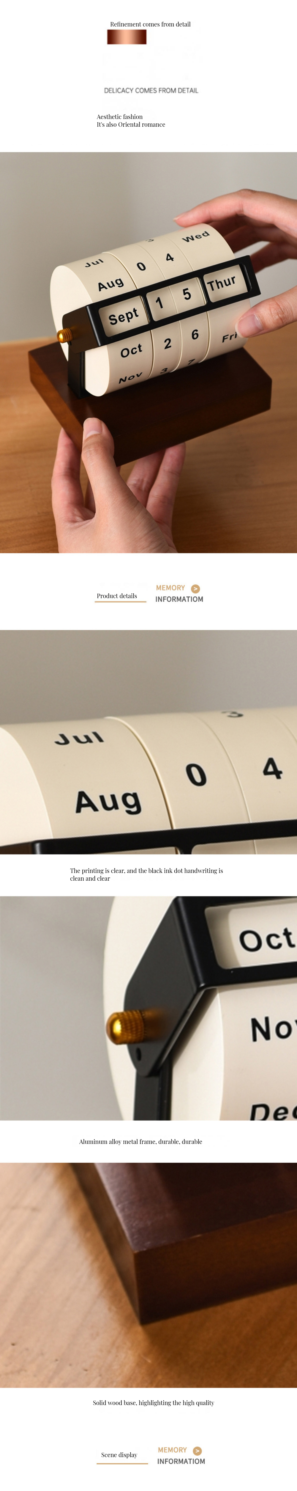 Electric Format Perpetual Calendar Wheel Small Size Curve Design for Office Decoration