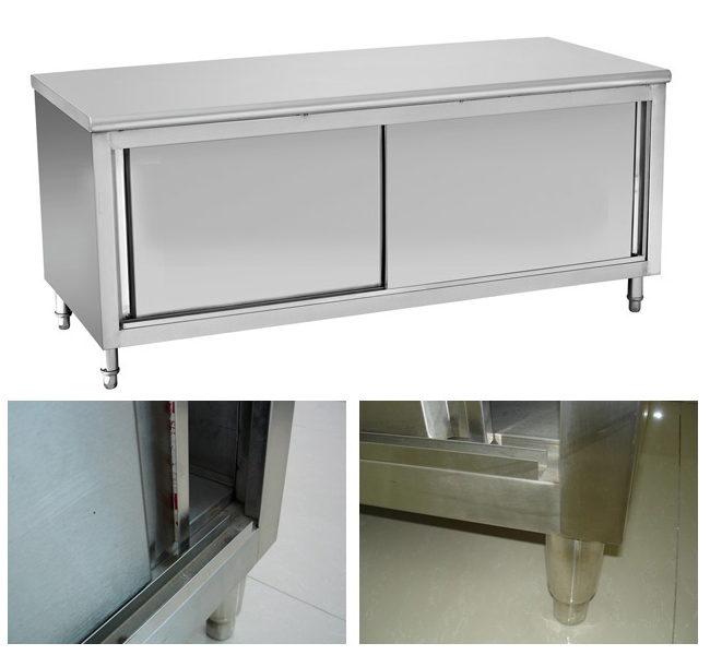 1.8m Modern Kitchen Workbench Single / Double Flip Up Open Commercial Warm Dish Table Stainless Steel Bench Cabinet