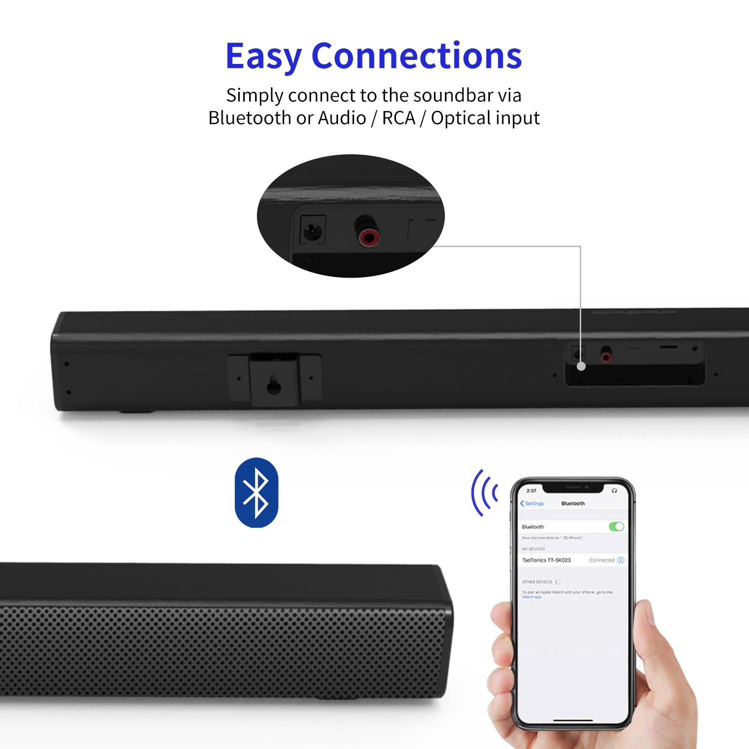 18650 Battery Operated Sound Bar Home Cinema Soundbar Anti Interference