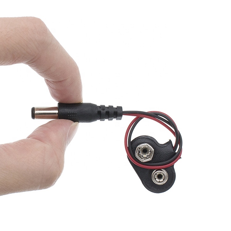 9V Battery Snap Clip Connector To DC Male 5.5mm/2.1mm Plug Power Cable for Battery Holders
