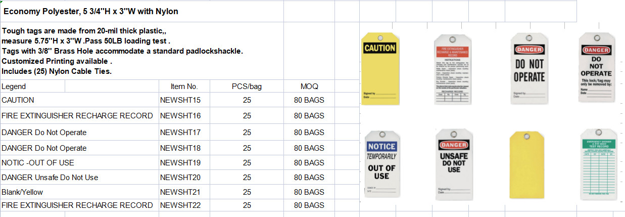 Repair Cardstock Plastic Safety Tag Height 5 3/4 In Width 3 In White