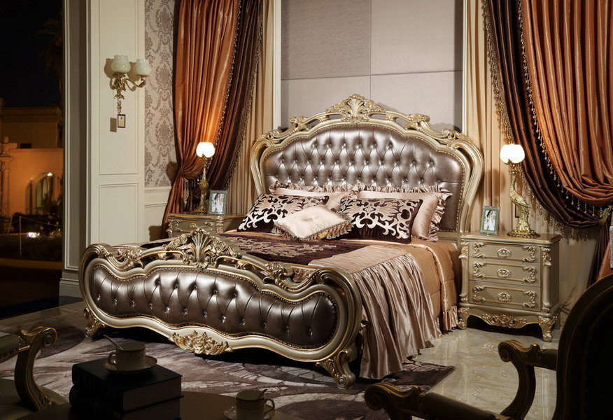 Luxury house of Villa Bedroom furniture Dresser with Mirror stand in Beech wood carving