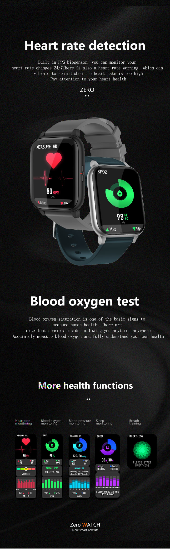 1.7Inch Touch Screen IP68 Waterproof Smartwatch Fitness Tracker Qianrun
