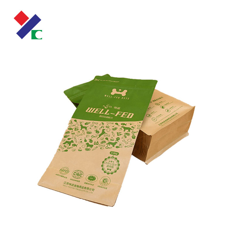 Printed Flat Bottom Kraft Paper Bag 340g Half Gusset Zipper Valve For Coffee Bean