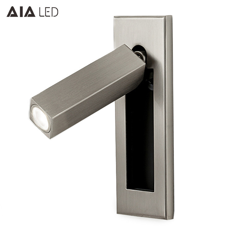 Rotating Recessed mounted bed sides light 3W led bed lighting reading light bed head wall lamp