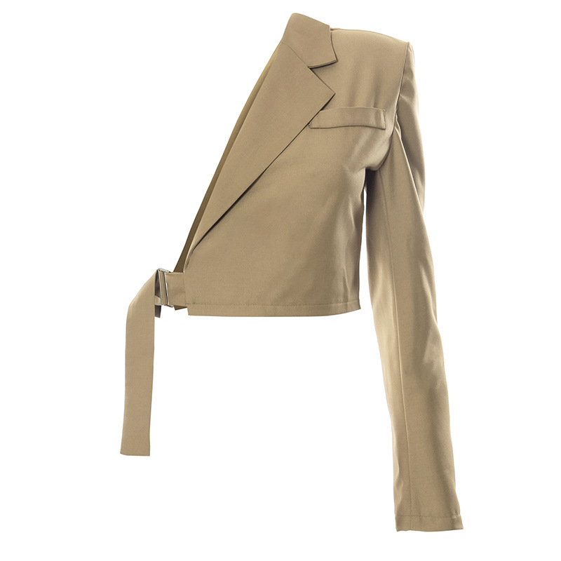 Oem Factory Manufacturer Custom Logo Solid Suit Jacket One-Shoulder Single Long-Sleeved Women Fancy coats