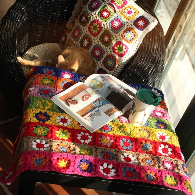 rustic handmade knitted crochet towel blanket carpet tablecrochet blanket sofa blanket bed