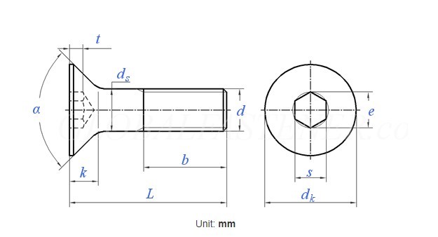 Hexagon Bolts DIN7991 Hex Socket Flat Countersunk Head Screw