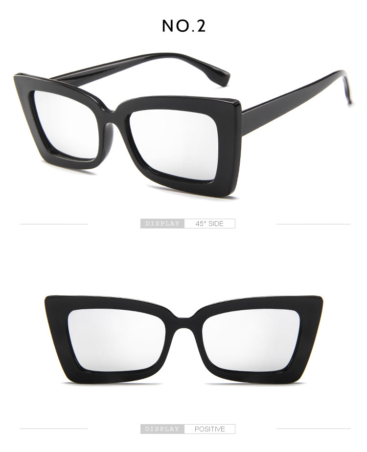 BSCI Trendy Fashion Sunglasses Women Rectangle Frame Clear Mirror Lens Glasses UV400