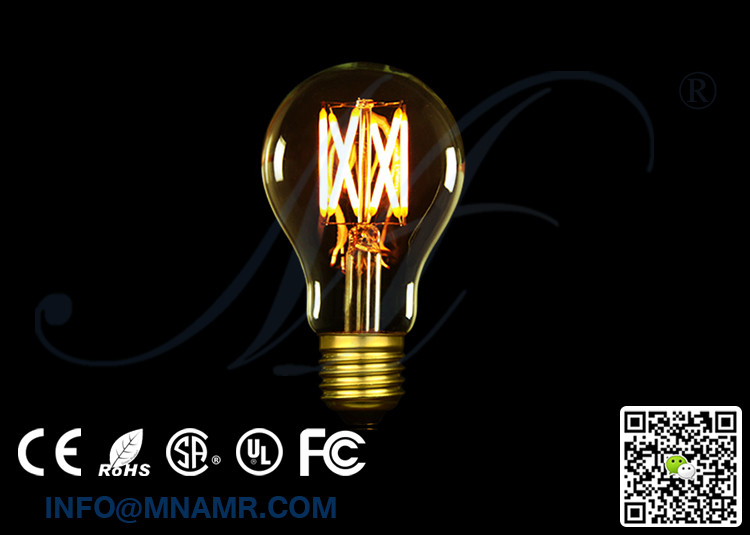 6W A19 LED Edison Bulb for Vintage Wrought Iron Light Loft Style Creative Pendant Lamp