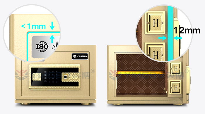 Dual Alarm Office Safe Box H250mm Solid Steel Biometric Fingerprint Lock