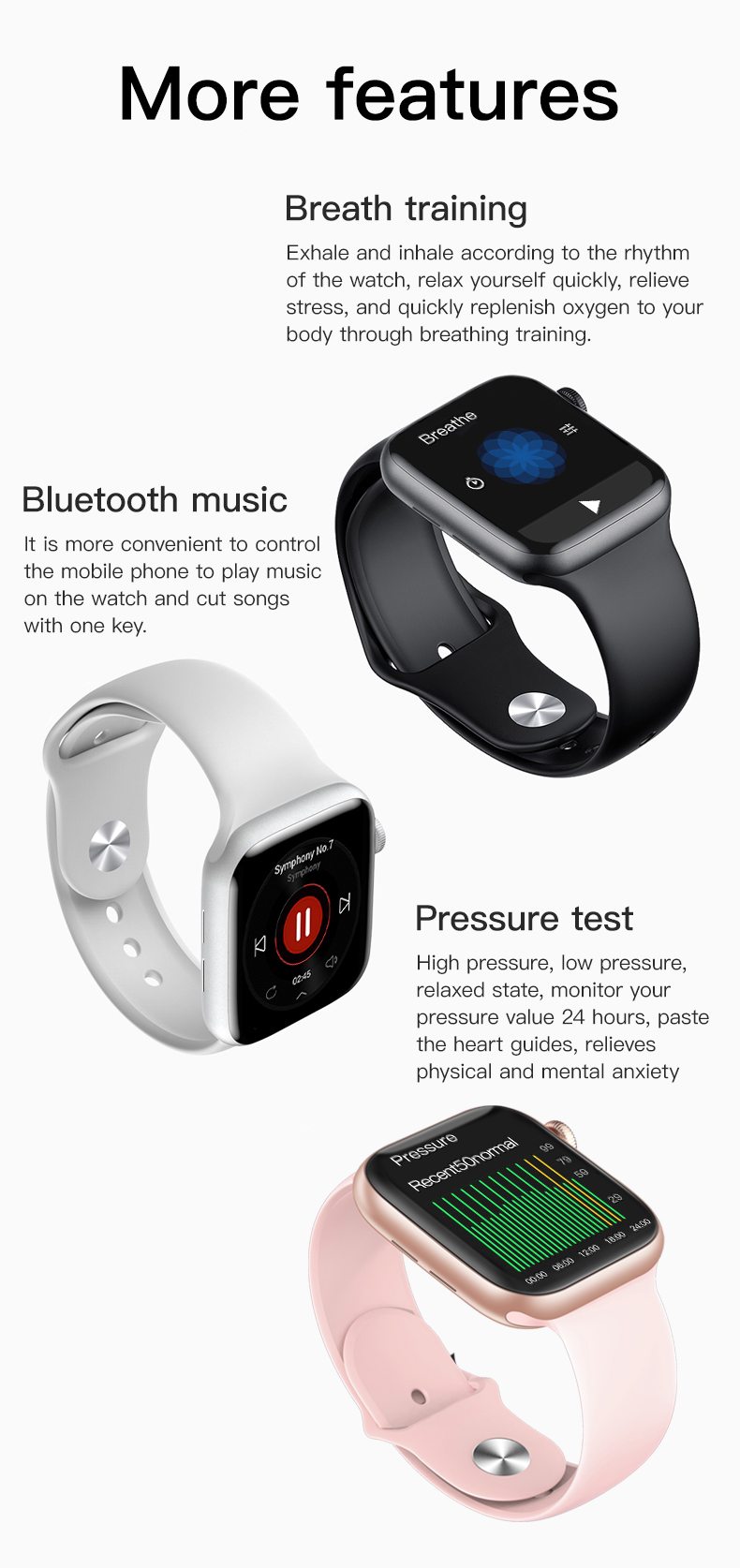HL13 BLE Blood Pressure Smartwatch Health Monitoring Wrist Bands Breath Training