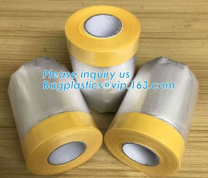 Pre-tapd paint masking film HDPE,Car paint repair masking film with tape, Hot sell masking film with adhesive tape, PAC