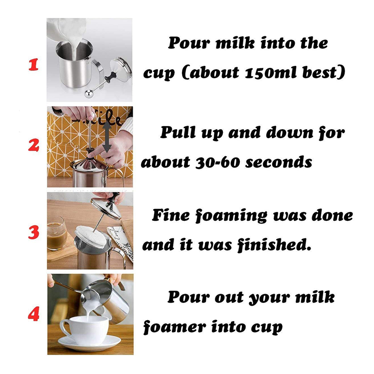 800ml Handheld Coffee Milk Blender HomeGoal Stainless Steel Manual Frother with Filter