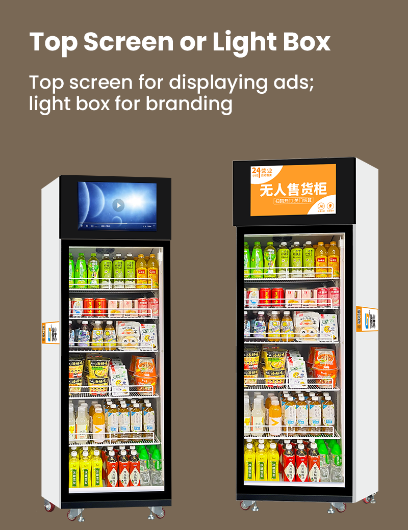 Intelligent Algorithm AI-Powered Vending Machine For Snacks Drinks Fresh Food Fruits Grab And Go Fridge